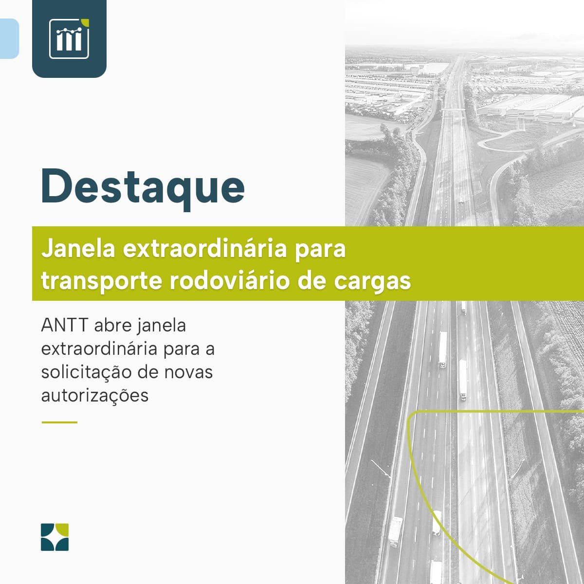 Janela extraordinária para transporte rodoviário de cargas